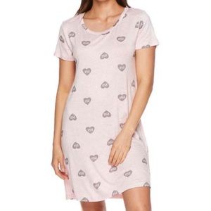 NWT bebe Light Pink Heather Heart Short-Sleeve Sleep Dress. Size Small.